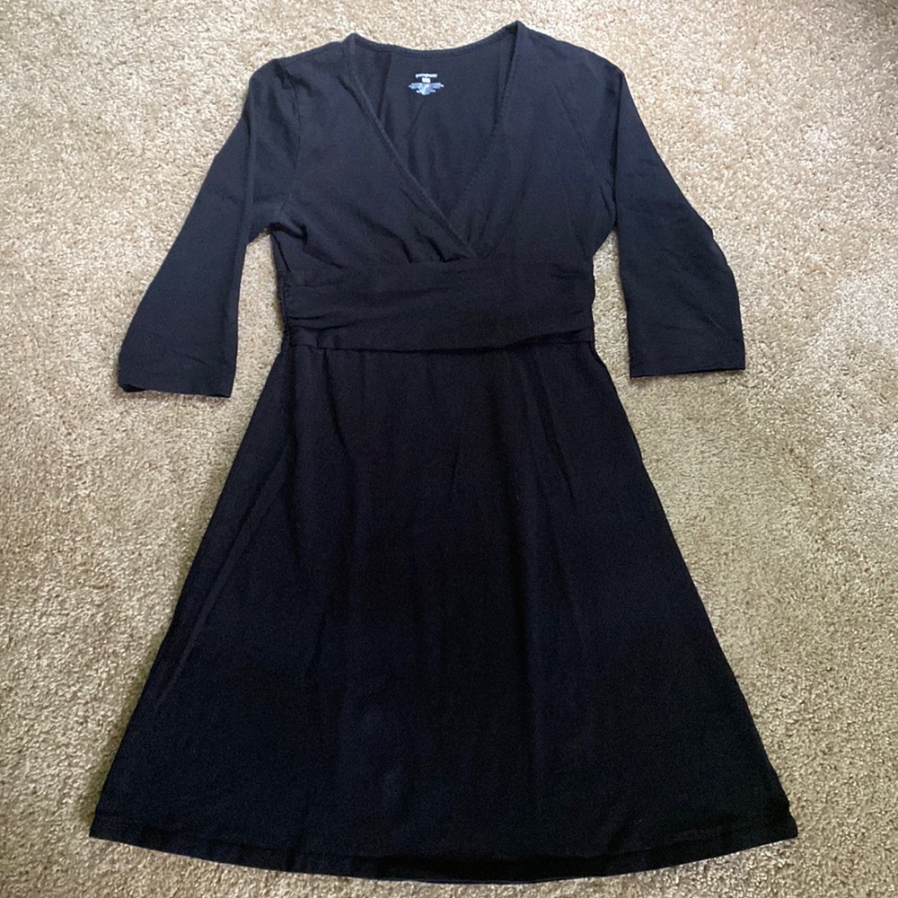 PATAGONIA Margot Dress Black 3/4 Sleeve Size Medium